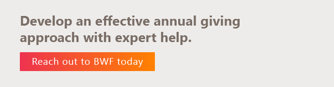 Develop your annual giving strategy with the help of the expert team at BWF. 