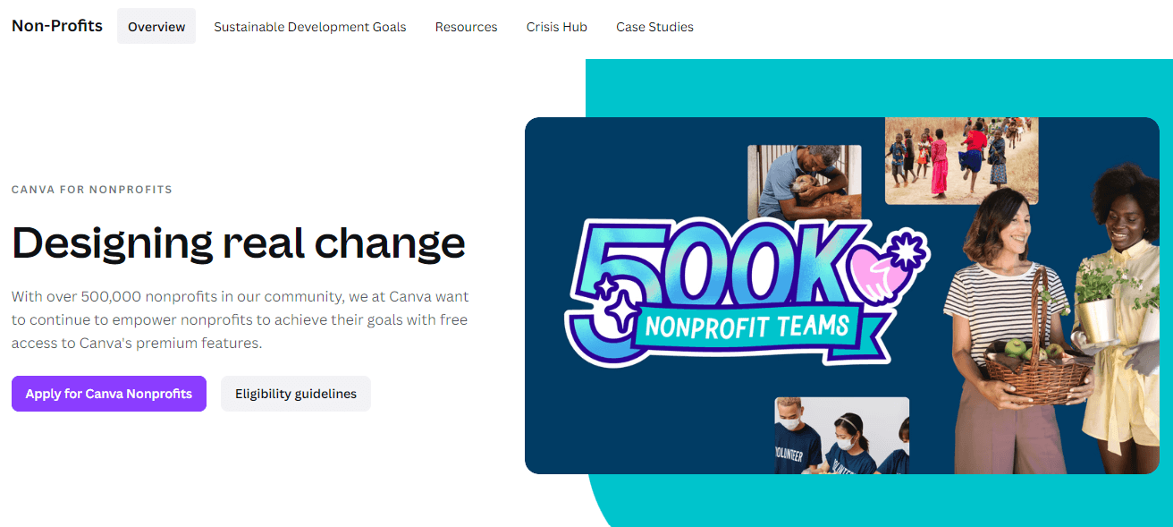 Canva for Nonprofits information page